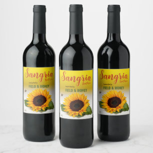 Sonnenblume Sangria Obstweinlabel Weinetikett