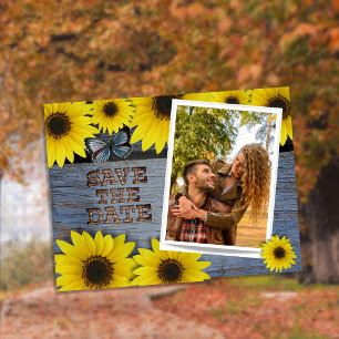 Sonnenblume Save the Date Hochzeit Classic Blue Ankündigungspostkarte