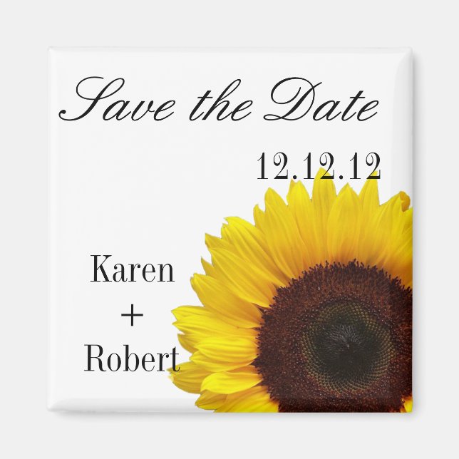 Sonnenblume: Save the Date Magnet (Vorne)