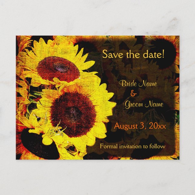 Sonnenblume Save the Date Postkarte (Vorderseite)
