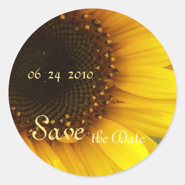 Sonnenblume Save the Date Runder Aufkleber (Vorderseite)