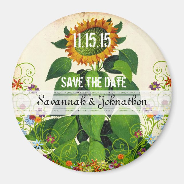 Sonnenblume Save the Date Wedding Magnet (Vorne)