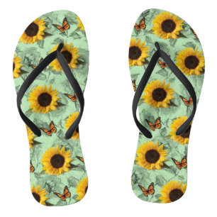 Sonnenblume Schmetterling Flip Flops