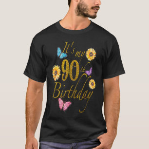 Sonnenblume Schmetterling freut sich auf sein 90. T-Shirt