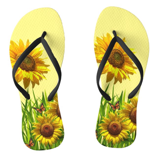 Sonnenblume Schmetterling Gelbe Flip Flops (Fußbett)