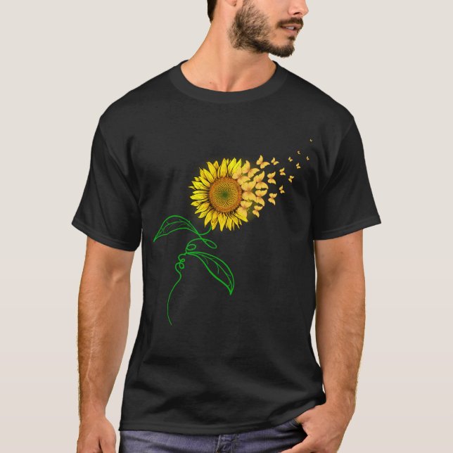 Sonnenblume Schmetterling Herz Liebe Naturgeschenk T-Shirt (Vorderseite)