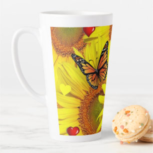 Sonnenblume Schmetterling Latte Tasse