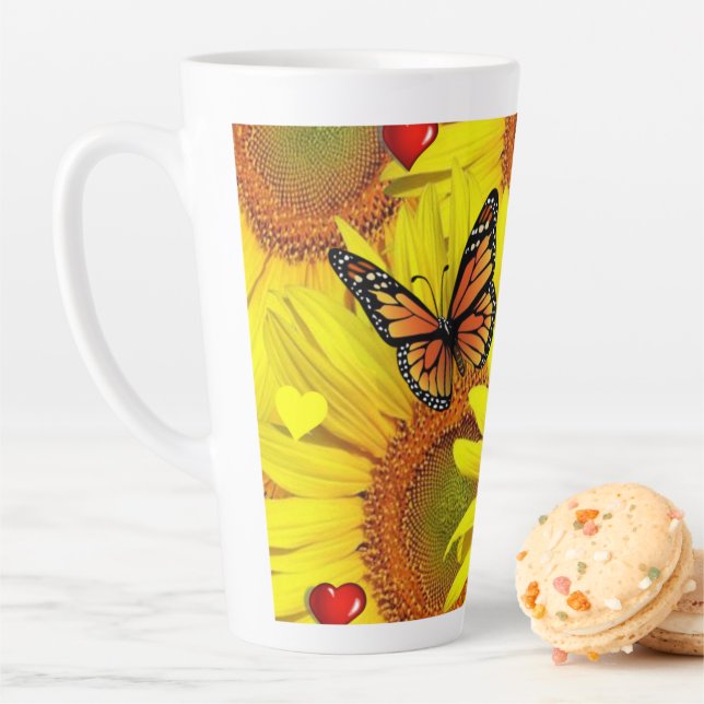 Sonnenblume Schmetterling Latte Tasse (Beispiel)