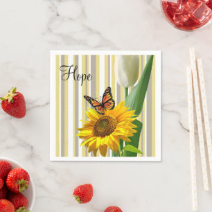 Sonnenblume Schmetterling Weißer Tulip Papier Napk Serviette