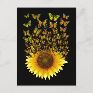Sonnenblume Schmetterlinge Frauen Mädchen Blütensc Postkarte