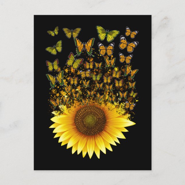 Sonnenblume Schmetterlinge Frauen Mädchen Blütensc Postkarte (Vorderseite)