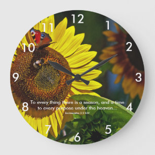 Sonnenblume-Schrift Große Wanduhr