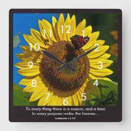 Sonnenblume-Schrift Quadratische Wanduhr