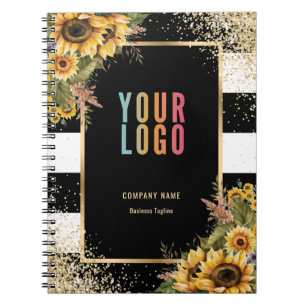 Sonnenblume Schwarz Gold Geschäfts-Logo Floral Notizblock