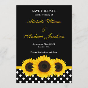 Sonnenblume Schwarz und Weiß Polka Dot Save the Da Date
