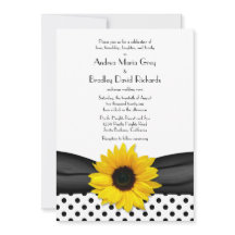 Sonnenblume Schwarz-weiß Polka Dot Ribbon Wedding