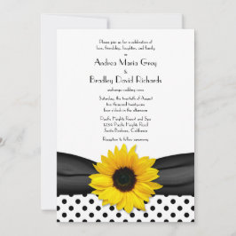 Sonnenblume Schwarz-weiß Polka Dot Ribbon Wedding Einladung