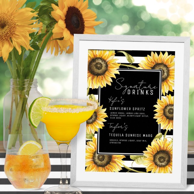 Sonnenblume Schwarzer Streifen Signature Drinks Ho Poster (Von Creator hochgeladen)