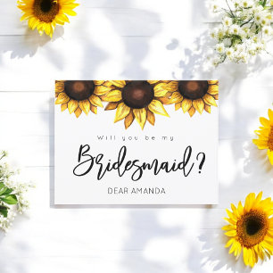Sonnenblume sei meine gelbe weiße Bridesmaid-Karte Feiertagspostkarte