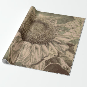 Sonnenblume Sepia-Ton Braun Kunst Textur Decoupage Geschenkpapier
