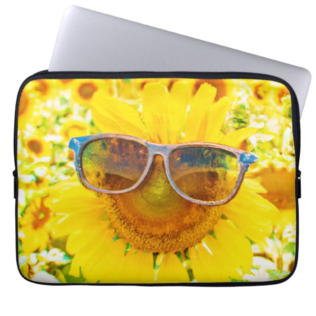 Sonnenblume Shades Chic Laptopschutzhülle (Vorderseite)