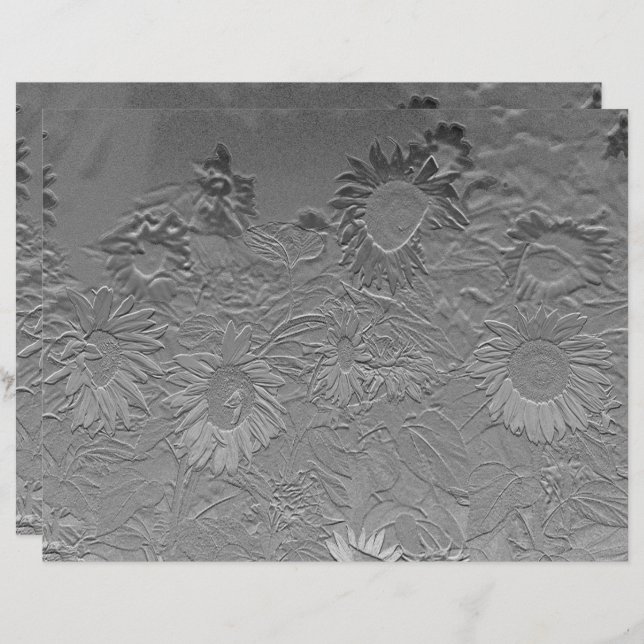 Sonnenblume Silver Grau Blumendesign Decoupage (Vorne/Hinten)