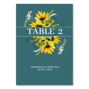 Sonnenblume Smokey Green Tischnummer Card