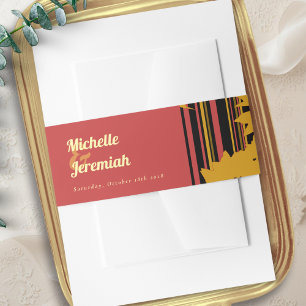 Sonnenblume Sommer Gold Rot Hochzeit Einladungsbanderole