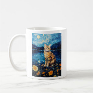 Sonnenblume Sonata mit einer Vintagen Katze-Maus:  Kaffeetasse