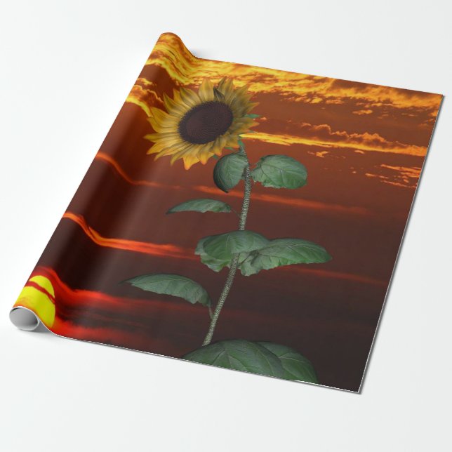 Sonnenblume Sonnenuntergang Matte Wrapping Paper Geschenkpapier (Ungerollt)