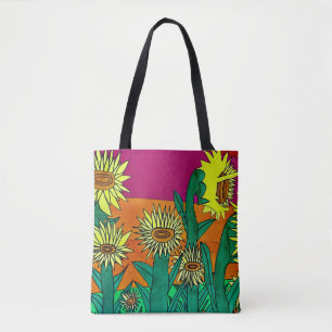 Sonnenblume-Sonnenuntergang-Tasche