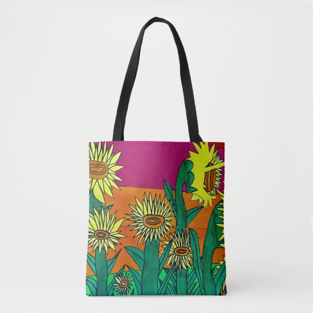 Sonnenblume-Sonnenuntergang-Tasche (Vorderseite)