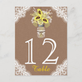 Sonnenblume Spitzen Mason Jar Rustic Wedding Table Postkarte
