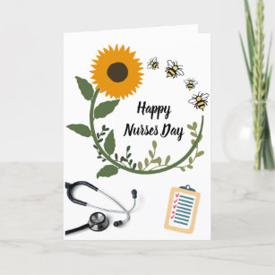 Sonnenblume Stethoscope Happy Nurses Day  Karte