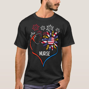 Sonnenblume Stethoscope Nurse 4. Juli RN T-Shirt