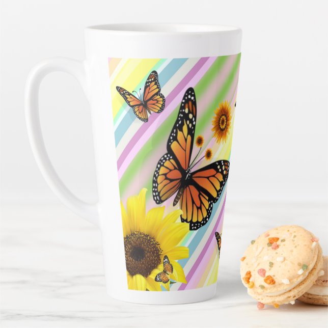 Sonnenblume Streifen Latte Tasse Butterfly Hummel (Beispiel)