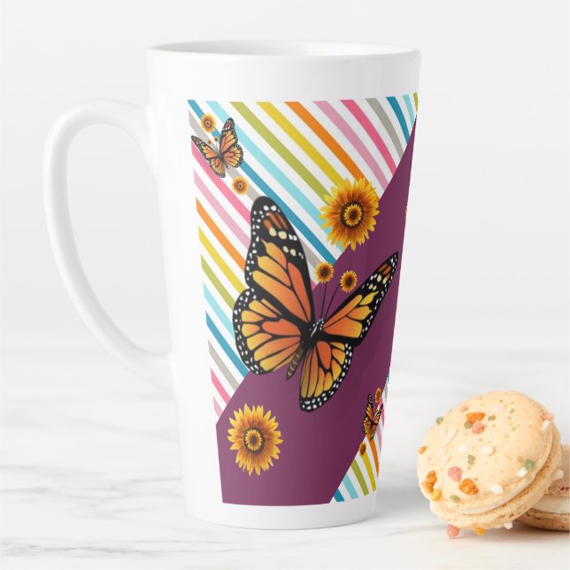 Sonnenblume Streifen Latte Tasse Schmetterling (Beispiel)