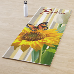 Sonnenblume Streifen Schmetterling Weißer Tulip Yo Yogamatte