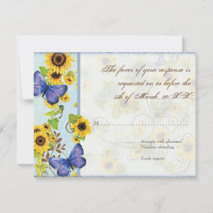 Sonnenblume-Strudel-Blumenrahmen-blauer RSVP Karte