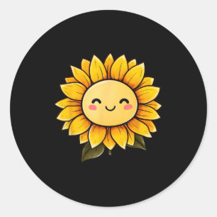 Sonnenblume Süße Blume Glückliche Blume Lustige Gr Runder Aufkleber