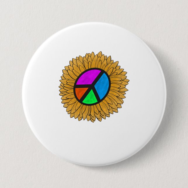 Sonnenblume T - Shirt Sonnenblume Frieden Button (Vorderseite)