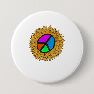 Sonnenblume T - Shirt Sonnenblume Frieden Button