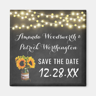 Sonnenblume-Tafel-Land rustikal Save the Date Magnet