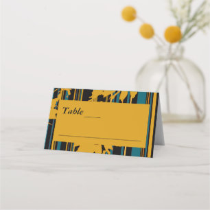 Sonnenblume Teal Blau Gold Moderne Hochzeit Platzkarte