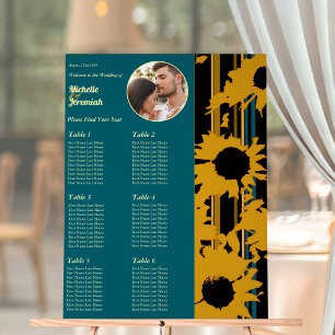 Sonnenblume Teal Blau Gold Moderne Hochzeitsfoto Acrylschild