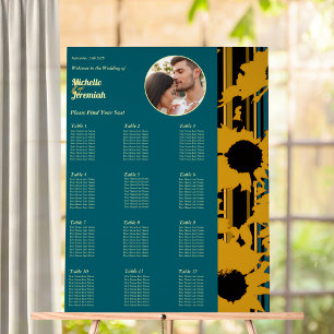 Sonnenblume Teal Blau Gold Moderne Hochzeitsfoto Acrylschild