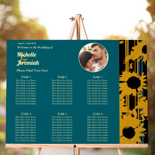 Sonnenblume Teal Blau Gold Moderne Hochzeitsfoto Acrylschild