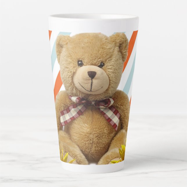 Sonnenblume Teddy Bear Latte Tasse (Vorderseite)