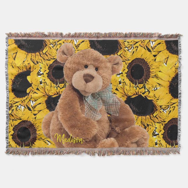 Sonnenblume Teddy Bear Throw Blanket Decke (Vorderseite)