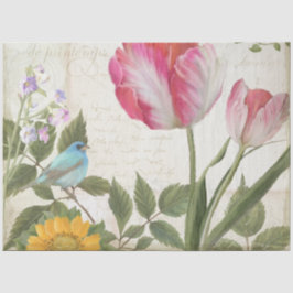 Sonnenblume Tulip Blume Bird Ephemera Seidenpapier